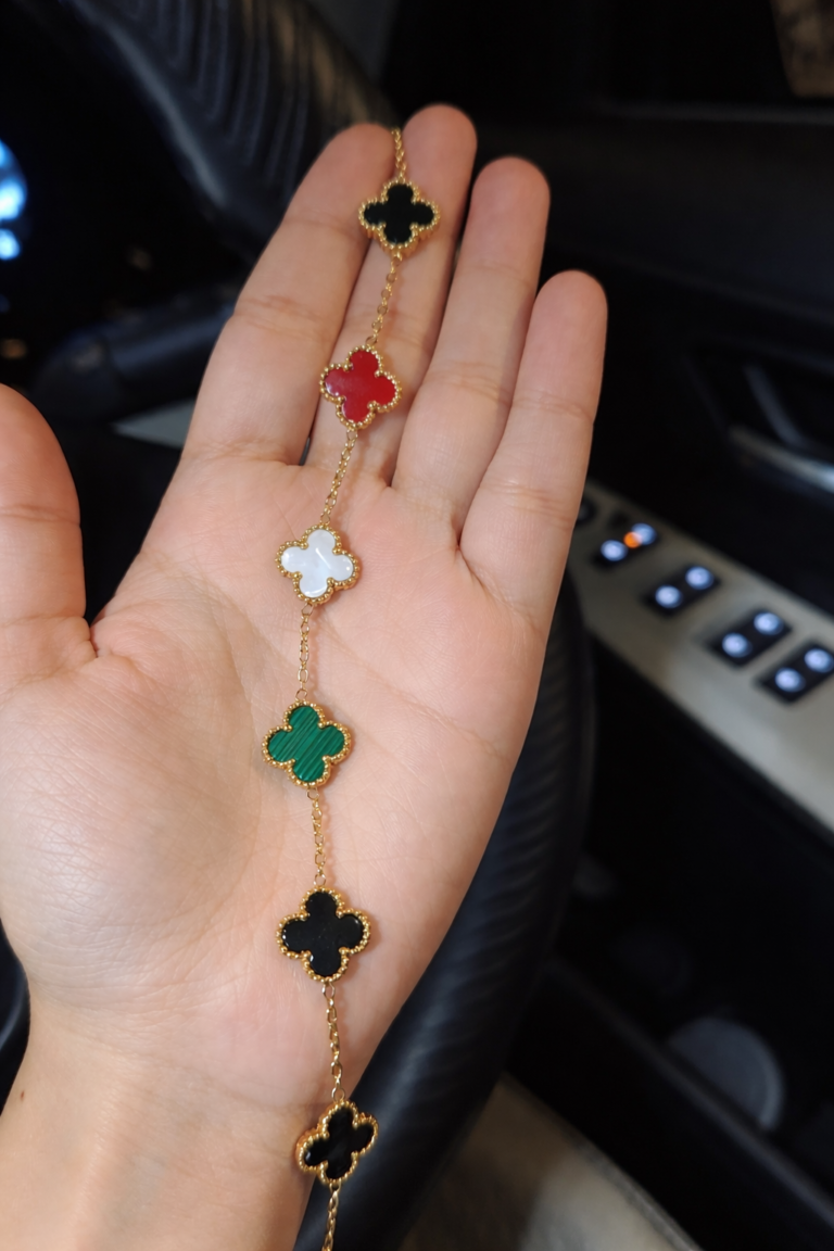 Multi colour clover bracelet