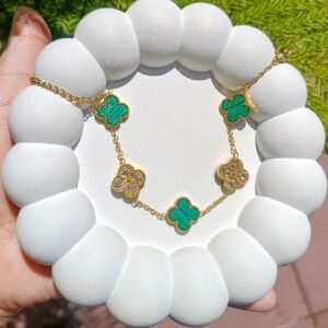 Green Clover with Stone Bracelet