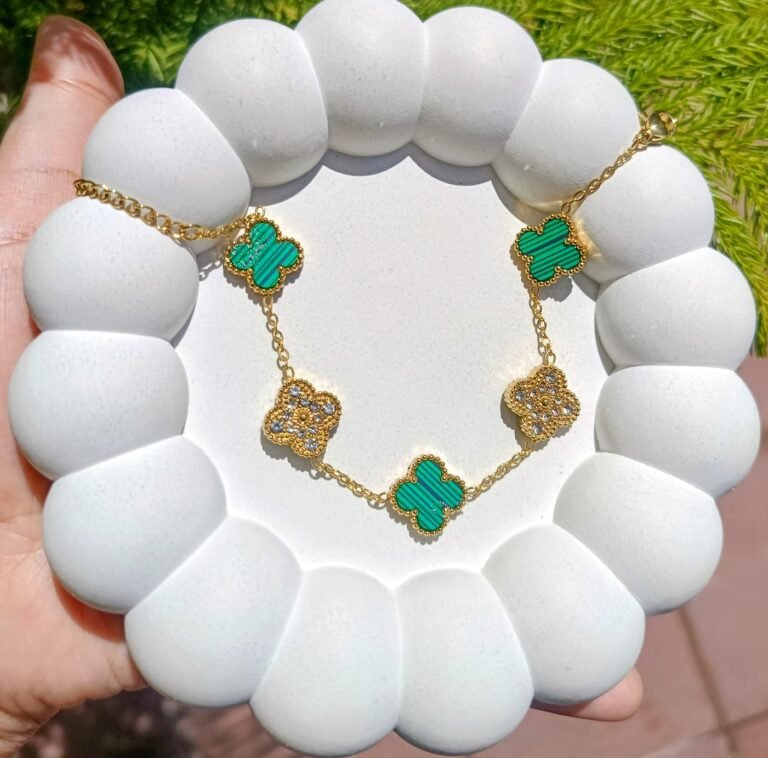 Green Clover with Stone Bracelet