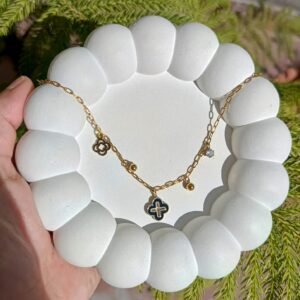 Black flower minimal Chain Bracelet