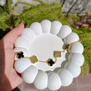 Black Clover with Stone Bracelet