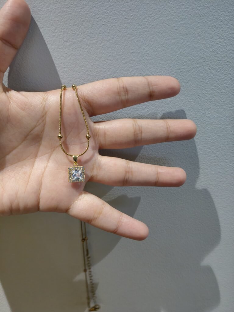 White Square Pendant Necklace
