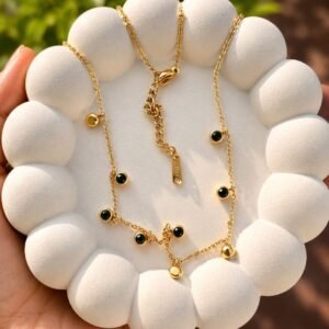 Green Circle Necklace Long
